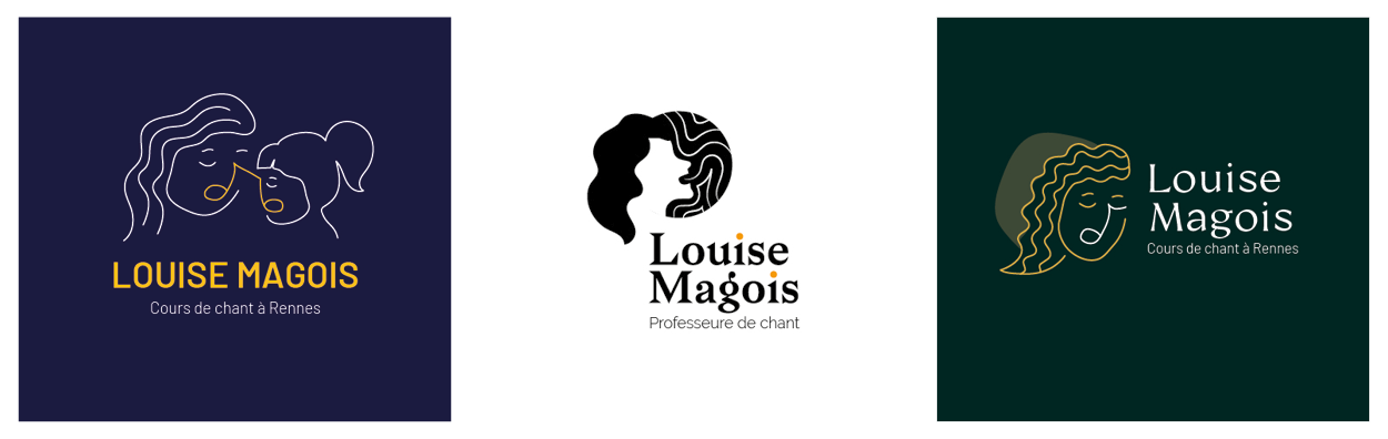 Recherches graphiques pour le logo de Louise Magois, professeure de chant à Rennes.